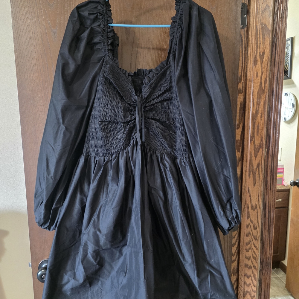 Elegant Black Smocked Dress